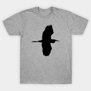 Great Blue Heron Flying Bird Silhouette T-Shirt